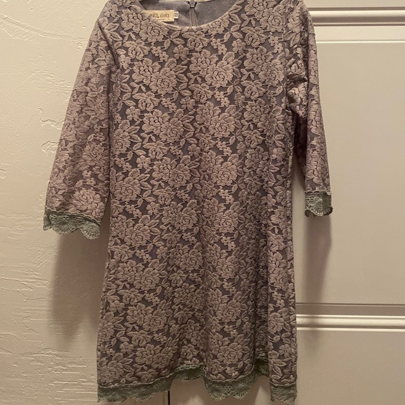 Easter dress Lace Grey lace dress 3/4 sleeve size 6/7 - Picture 1 of 3